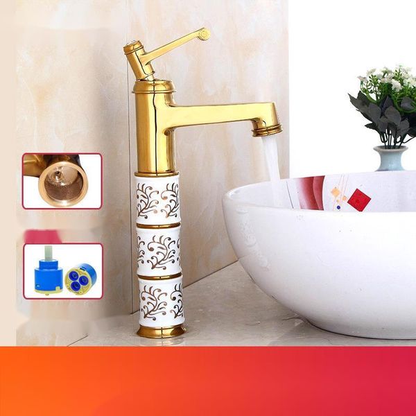 

bathroom antique bronze faucet basin mixer deck mounted ceramic and cold water tap vessel sink faucets