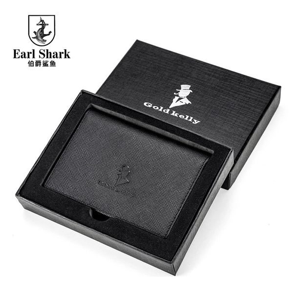 

wallets earl shark leather business card high end cowhide wallet large capacity multifunctional zero wallet certificate, Red;black