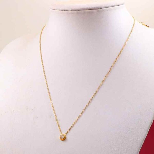 

clavicle chain single diamond short necklace classic pendant gold silver rose colors stainless steel women designer engagement jewelry whole