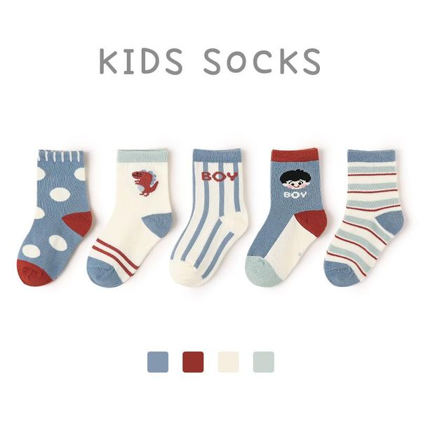 

socks 5pairs/lot autumn children's stripe cotton for boys stocks with print accessory baby, Pink;yellow