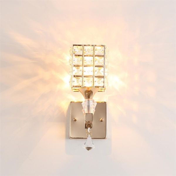 

wall lights indoor lighting lamp crystal bedroom bedside aisle sconce gold/sliver modern home ligting e14/27