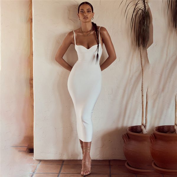 

casual dresses celebrity bandage dress woman white bodycon spaghetti straps midi vintage vestios kvwc, Black;gray