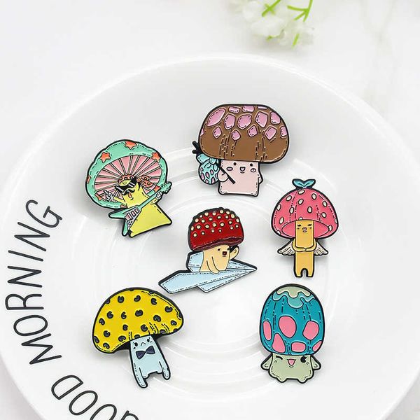 

cartoon cute animal with mushroom cap playing and singing by himself, Gray