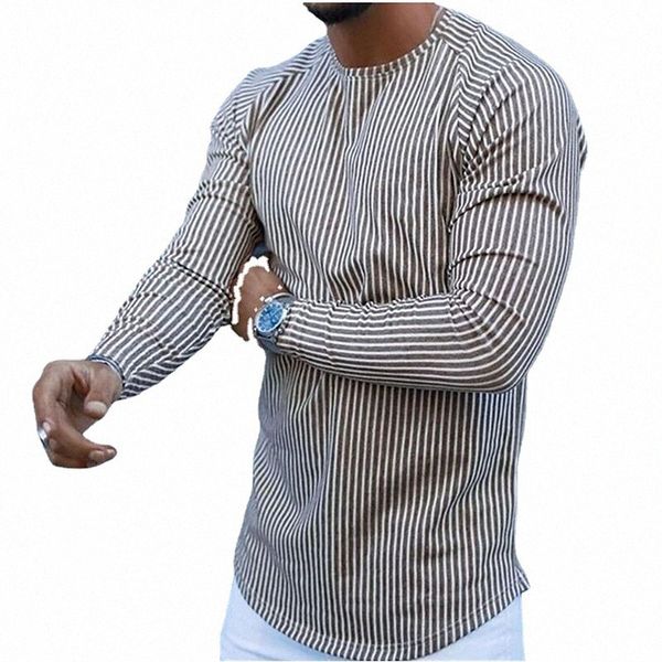 

men's t shirt striped crew neck casual daily long sleeve lightweight fashion big and tall gray dark gray coffee 28c3#, White;black