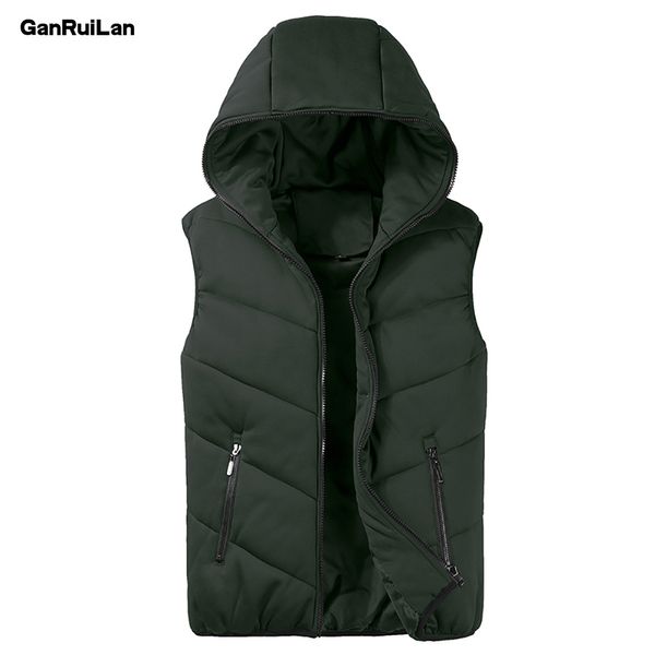 Weste Männer Solide Herren Winterjacke Warme Herren Oberbekleidung Weste Freizeitweste für Herren Kapuzenjacke Herren Ärmellose Weste 210518