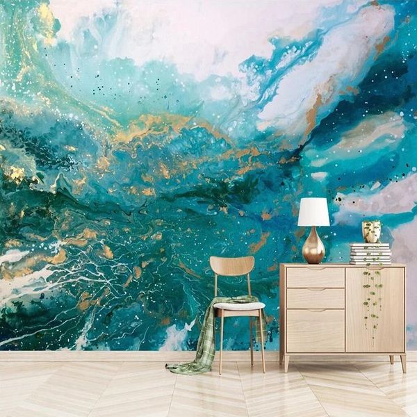 

custom po wallpaper 3d abstract blue landscape splash ink murals living room restaurant art painting wallpapers