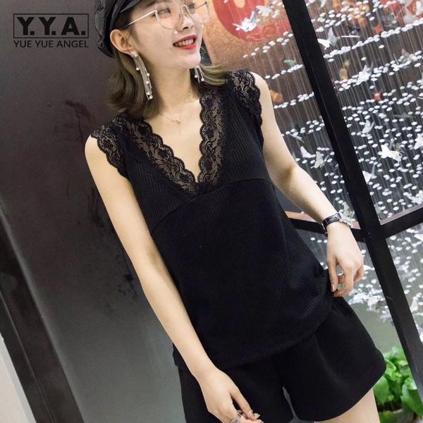 

women's t-shirt women sleeveless off shoulder lace v-neck club summer tees knitting black casual plus size 6xl female loose fit top, White