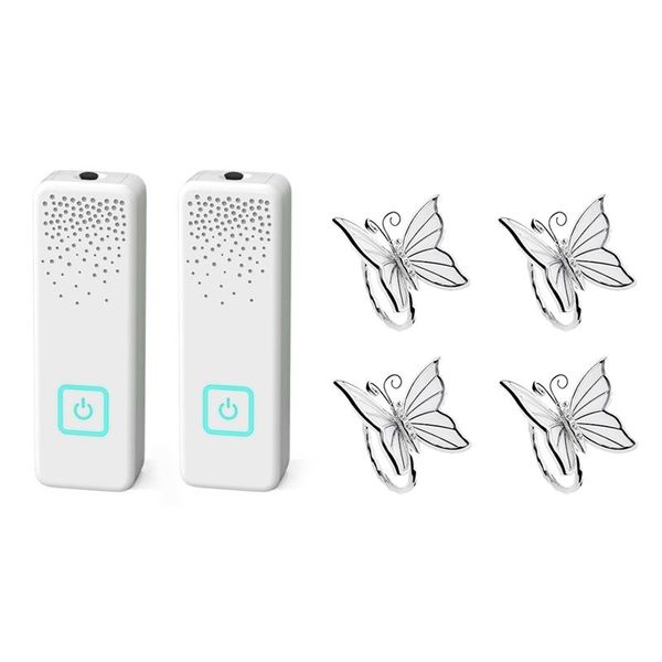 

air purifiers 2 pcs wearable purifier necklace negative ion generator with clips & 4 butterfly napkin rings silver