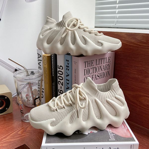 

designer men running shoes beige flying jogging walking sneakers casual breathable sports trainers runner size 39-44
