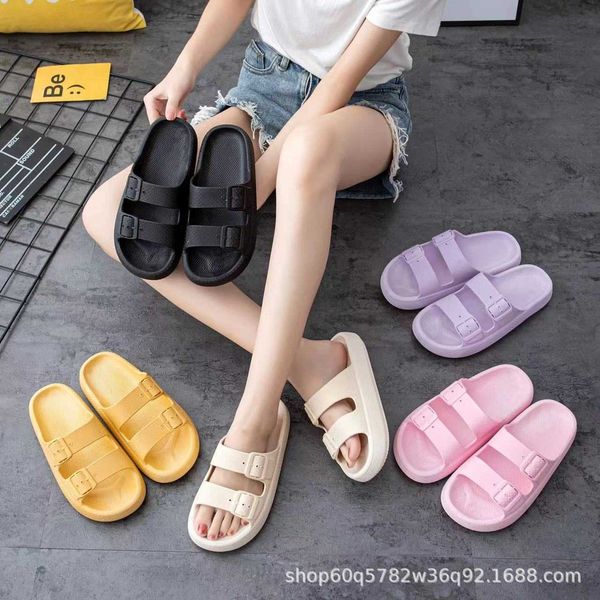 

new style thick slippers summer shoes korean version flip flops, casual beach soft soled women's sandals with a sense of stepping on, Black