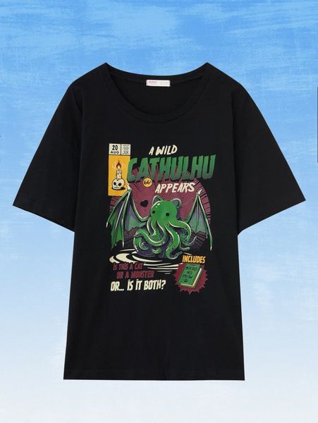 

romwe x ilustrata letter ocs graphic tee o9i2#, White