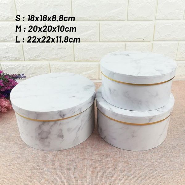 

gift wrap 3pcs(s+m+l) round marbled box candy container packaging wedding party case for valentine's day birthday