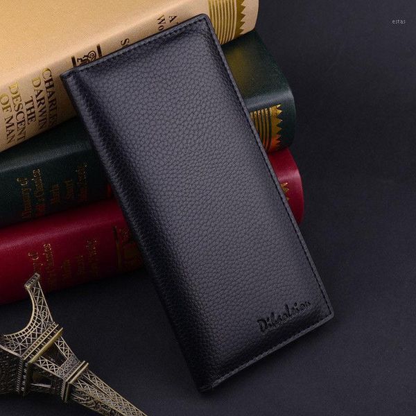 

leather men wallet business long casual pockets card clutch wallets1, Red;black