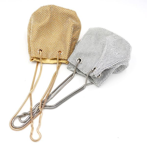 

evening bag korean style bundling mouth bucket water drill polyester dinner fashion chain handle female