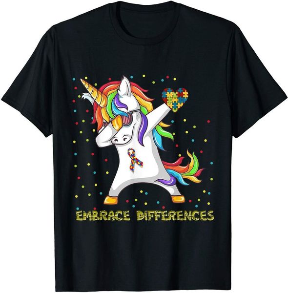 

embrace differences dabbing unicorn shirt autism awareness size m-5xl, White;black