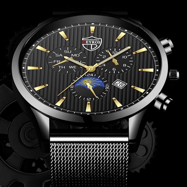 

wristwatches fashion mens watches luxury stainless steel mesh belt quartz wrist watch men business casual leather relogio masculino, Slivery;brown