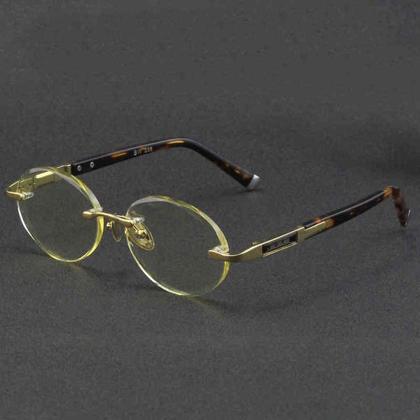 

designer luxury rimless oval sunglasses man woman natural crystal stone glass lens sun acetate glasses frame vintage quality, White;black