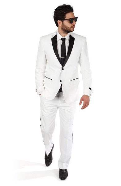 

men's suits & blazers notch lapel white bespoke 3pieces(jacketpanttie) fashion men handsome formal terno masculino two buttons high qua, White;black