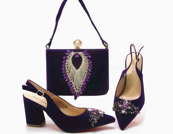 

stones bag matching pointed shoes for wedding party, Black