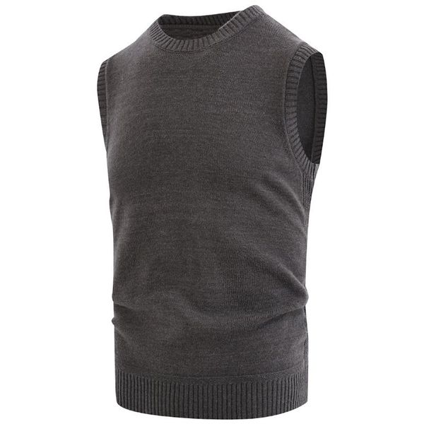 

men's vests autumn thickened sweater vest round collar mens wool, Black;white