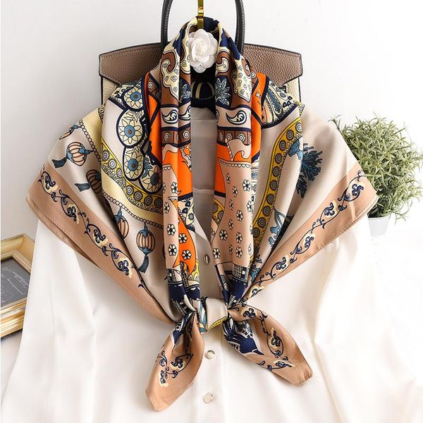 

scarves 2021 fashion 90 yao guo hua da fang jin female spring autumn vocational decorative scarf women sunscreen shawl silk, Blue;gray