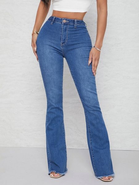 

sxy curvy high waist flare leg jeans x8c2#, Blue