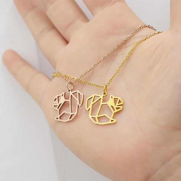 

pendant necklaces origami squirrel necklace for women girl stainless steel charms fashion jewellery bijoux femme 2021 birthday gift, Silver