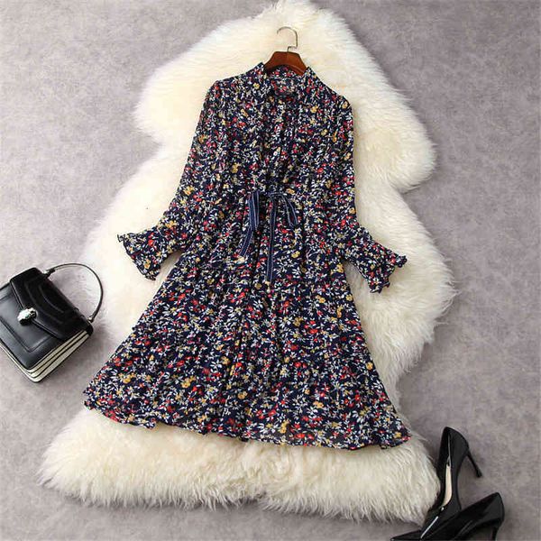 

spring fashionable robe printed loose waist chiffon short women's dress, Black;gray