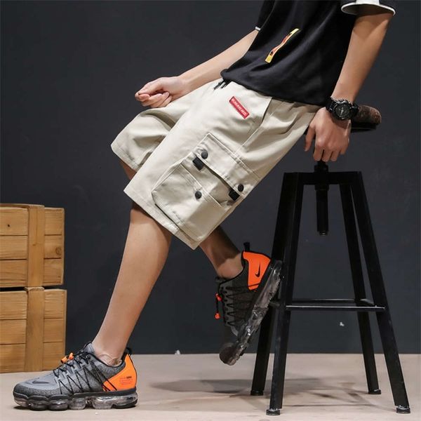 

pants men's overalls summer large trend loose multi pocket casual shorts n7ez, Black