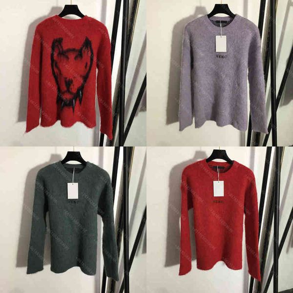 

latest design women wool knitted sweater round neck pullover slim fit bottoming shirt embroidered lion head big elastic warm 3 colors 5awome, White;black