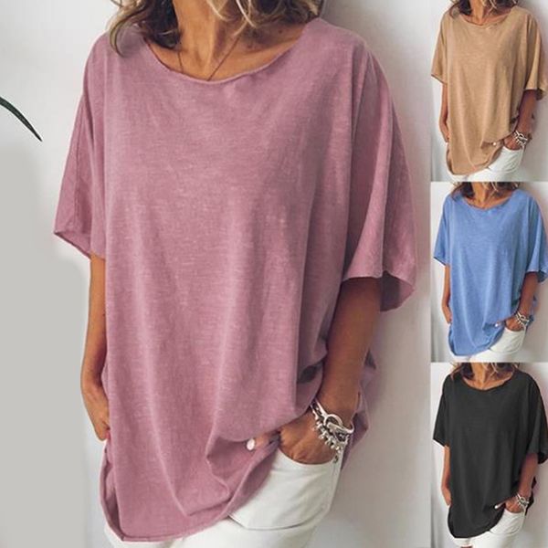 

harajuku new large size solid t-shirts casual tee summer short sleeve female t shirt women clothing, White