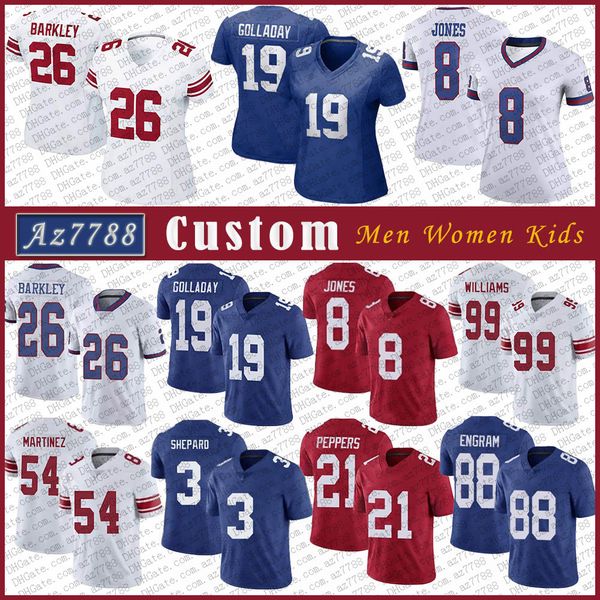 

ny 19 kenny golladay 26 saquon barkley custom men women kid football jersey daniel jones sterling shepard blake martinez kyle rudolph lawren, Black;red