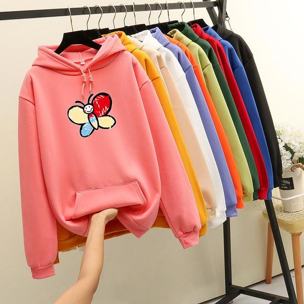 

women's hoodies cartoom little bee print sweat women cotton winter long sleeve pullover jacket hoodie sweatshirt outside coat & sw, Black
