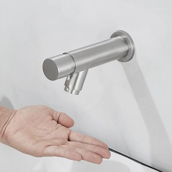 

stainless steel bathroom basin faucet wall mounted single cold sink tap nickel time delay public toilet faucets1