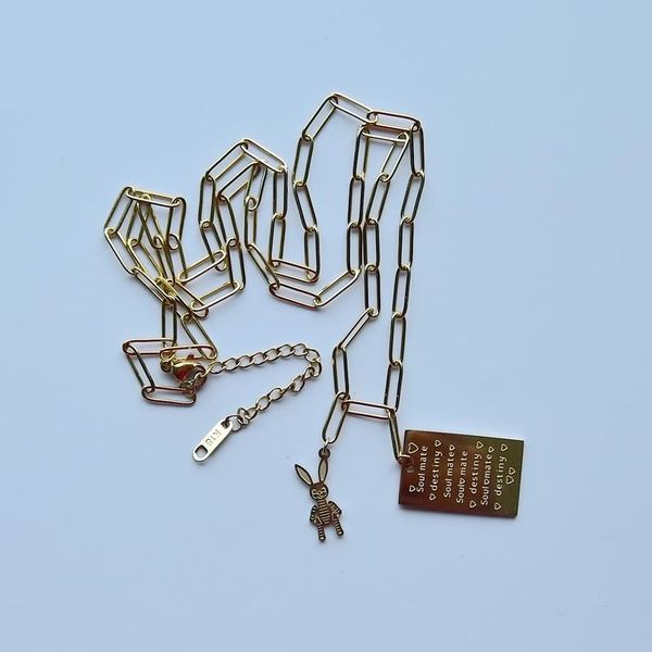 

pendant necklaces love letter prisoner shirt child fun square english necklace sweater chain hundred titanium steel, Silver