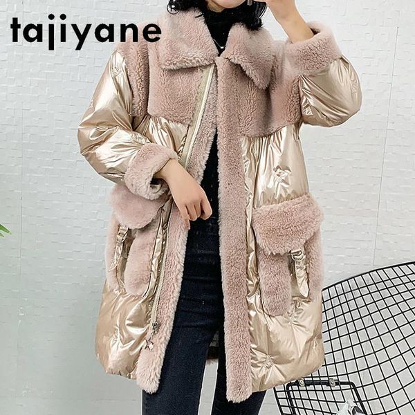 

women's fur & faux and women jackets winter woman 90%white duck down coat female real 100%wool jacket long parkas abrigo mujer tn741, Black