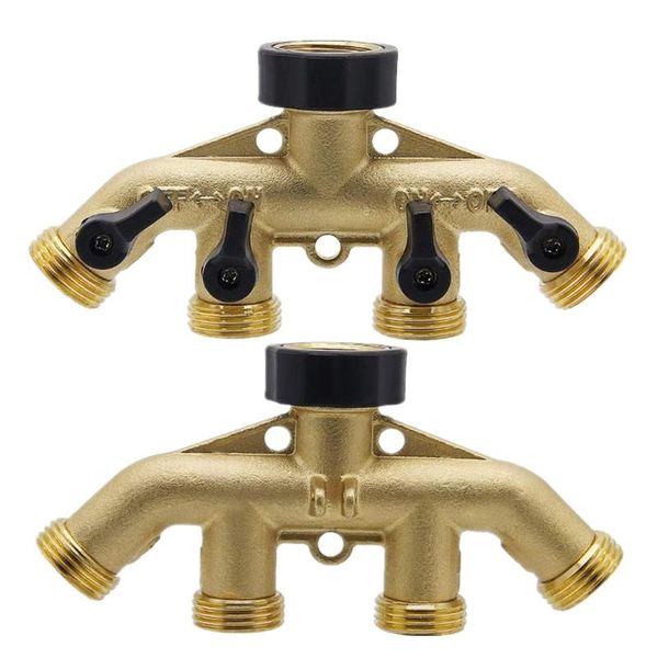 

watering equipments 4 way brass hose splitter, 3/4" faucet manifold, garden adapter connector irrigation