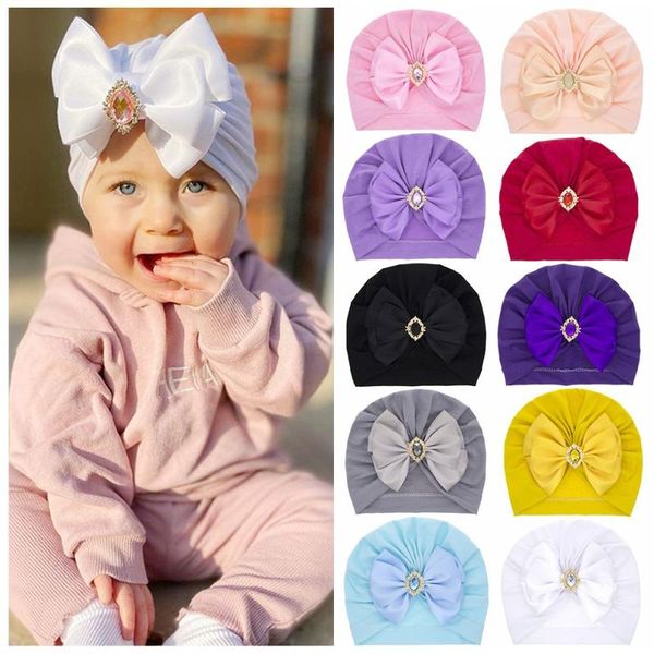 

hair accessories solid baby cotton beanies cute bear ear bowknot turban hats sweet soft elastic caps for born boy girls headwraps, Slivery;white