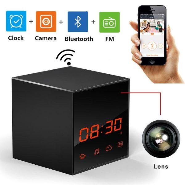 

cameras invisible lens wifi mini camera video surveillance table clock camcorder 1080p full hd security cam support fm radio