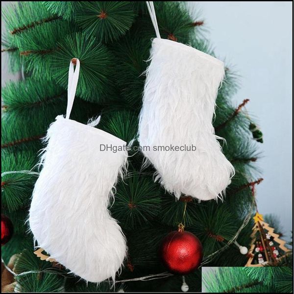 Decorações festivas festas fontes casa gardenwhite longo moedas de pelúcia crianças presentes sacos de árvore pingentes de suspensão retro santa linda natal