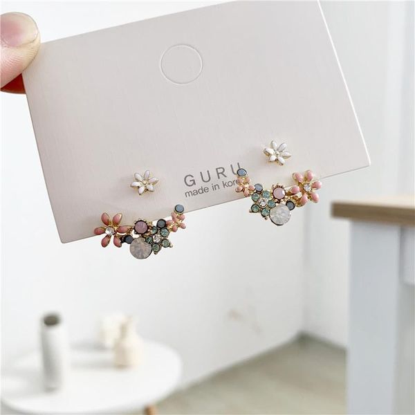 

stud 2o21 korean fashion jewelry fresh cute hook drop oil flower earrings crystal earring for women, Golden;silver