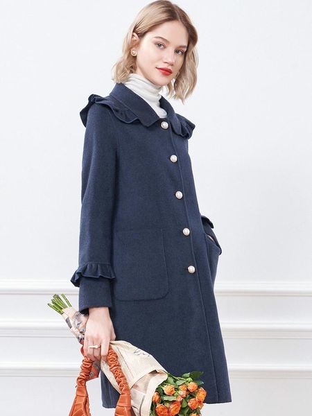 

women's clothing 2021 winter loose woolen coat wool & blends, Black