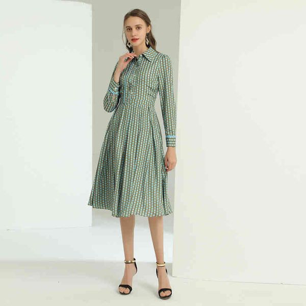 

dress designer autumn fashion female vintage party elegant fancy long slender printed shirt dressed, Black;gray