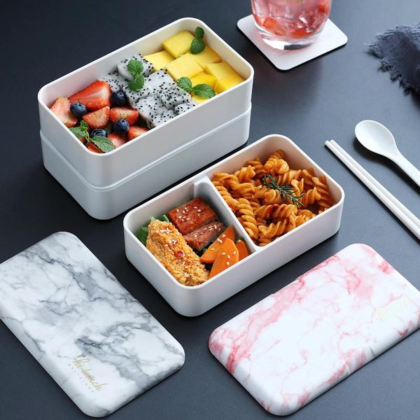 

dinnerware sets ins marbled japanese style lunch box bento container for kids eco-friendly shool kid lunchbox microwavable