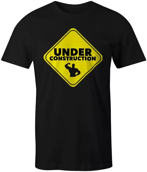 

under construction bodybuilding gym workout training mma tee mens t-shirt top, White;black