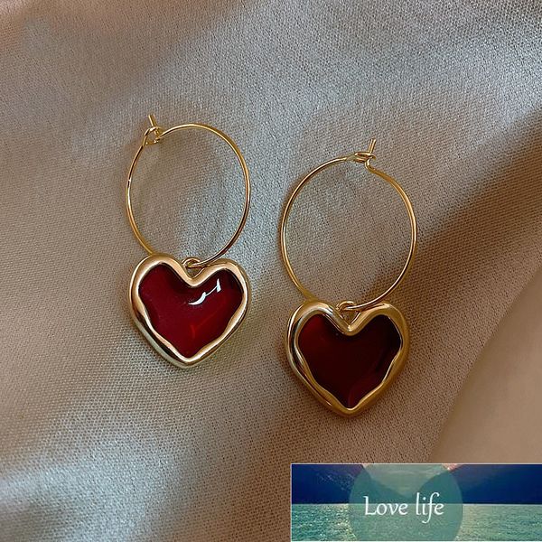 

sweet trendy red love heart drop earrings for women simple temperament dangle earring female girl party engagement jewelry gift factory pric, Silver