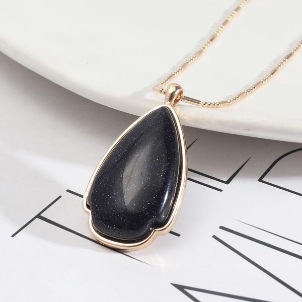 

pendant necklaces big waterdrop blue sand stone necklace wholesale jewelry, Silver