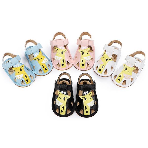 

cute born infant baby girls princess shoes toddler summer sandals pu non-slip rubber giraffe shoessize 0-18m, Black;red