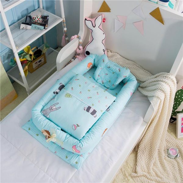 

95*50cm safety anti-pressure crib foldable cute portable multifunctional cradle included pillow quilt bionic cotton born nest baby cribs