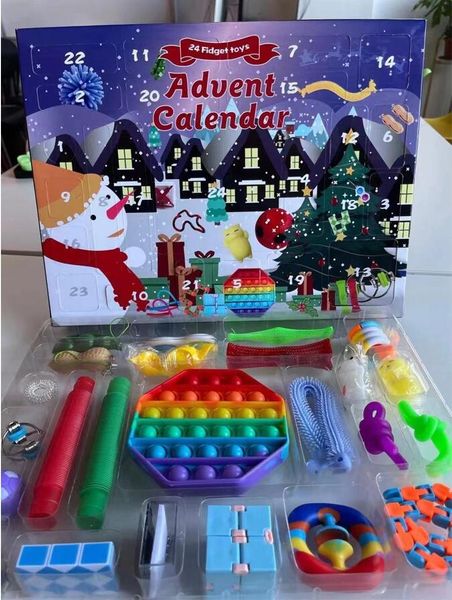 

24pcs/set christmas fidget toys xmas countdown calendar sensory pack christmas blind box advent calendar christmas box cca12678 sea shipping
